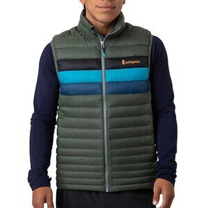 Cotopaxi Fuego Down Vest Mens Small Spruce‎ Stripes 800 Fill Full Zip Puffer